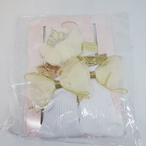 NIB Chicbaby Gold & White Hair Accessories & Socks
